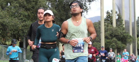 Russel Ahmed, student researcher, running in race